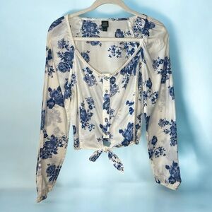 Wild Fable Floral Button/Tie Top